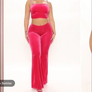 fashionnova y2k hot pink crushed velvet low rise set